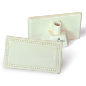 Beaded Cream Rectangular PlaceTile with built-in bud vase